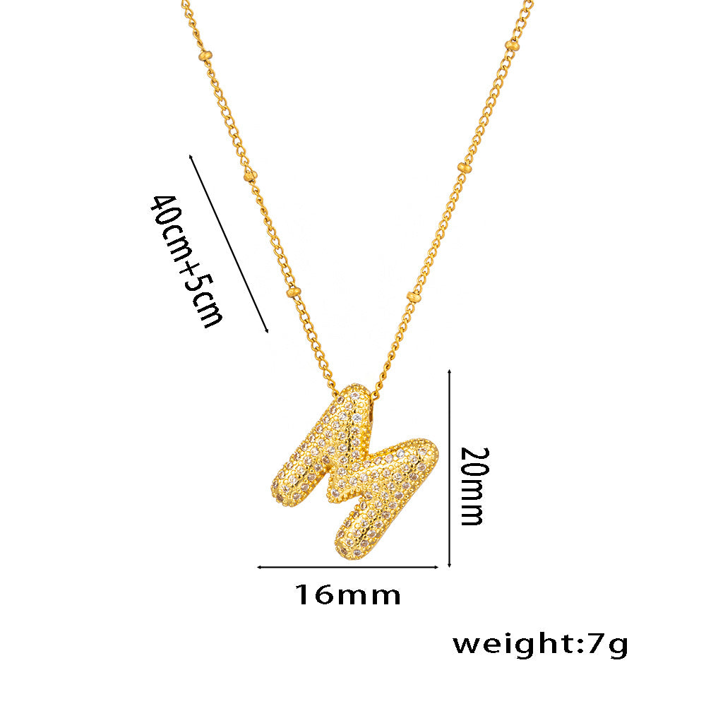 Wholesale Rock Sugar Zircon English Letter Necklace Titanium Steel Necklace ACC-NE-NaBao001
