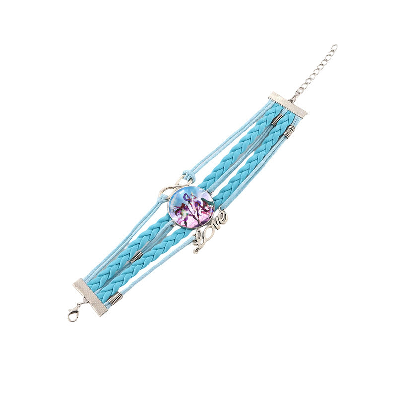 Wholesale kpop anime leather multi-layer blue braided hand jewelry