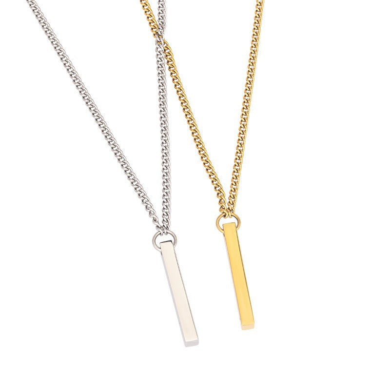 Wholesale Men' s Stainless Steel Hip-Hop Rectangular 3D Cube Pendant Necklace
