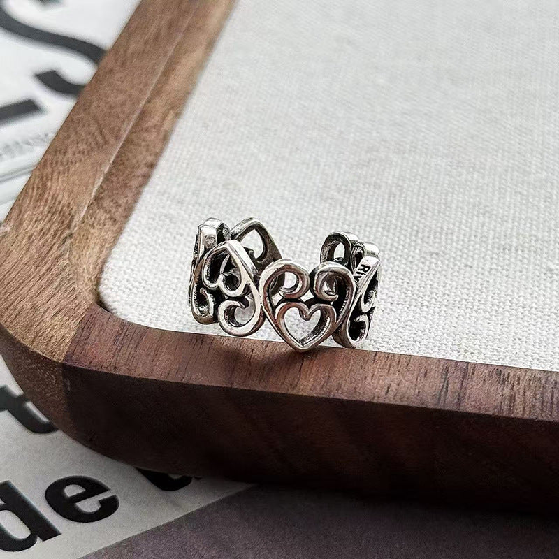 Wholesale Vintage Distressed Cross Ring Copper Zircon Stackable Fashion Accessory