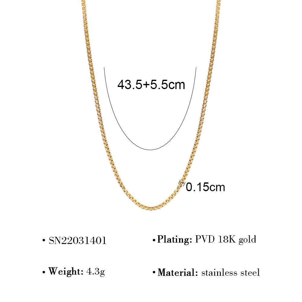 Wholesale Titanium Steel 18K plain chain necklace women O-chain clavicle chain accessories