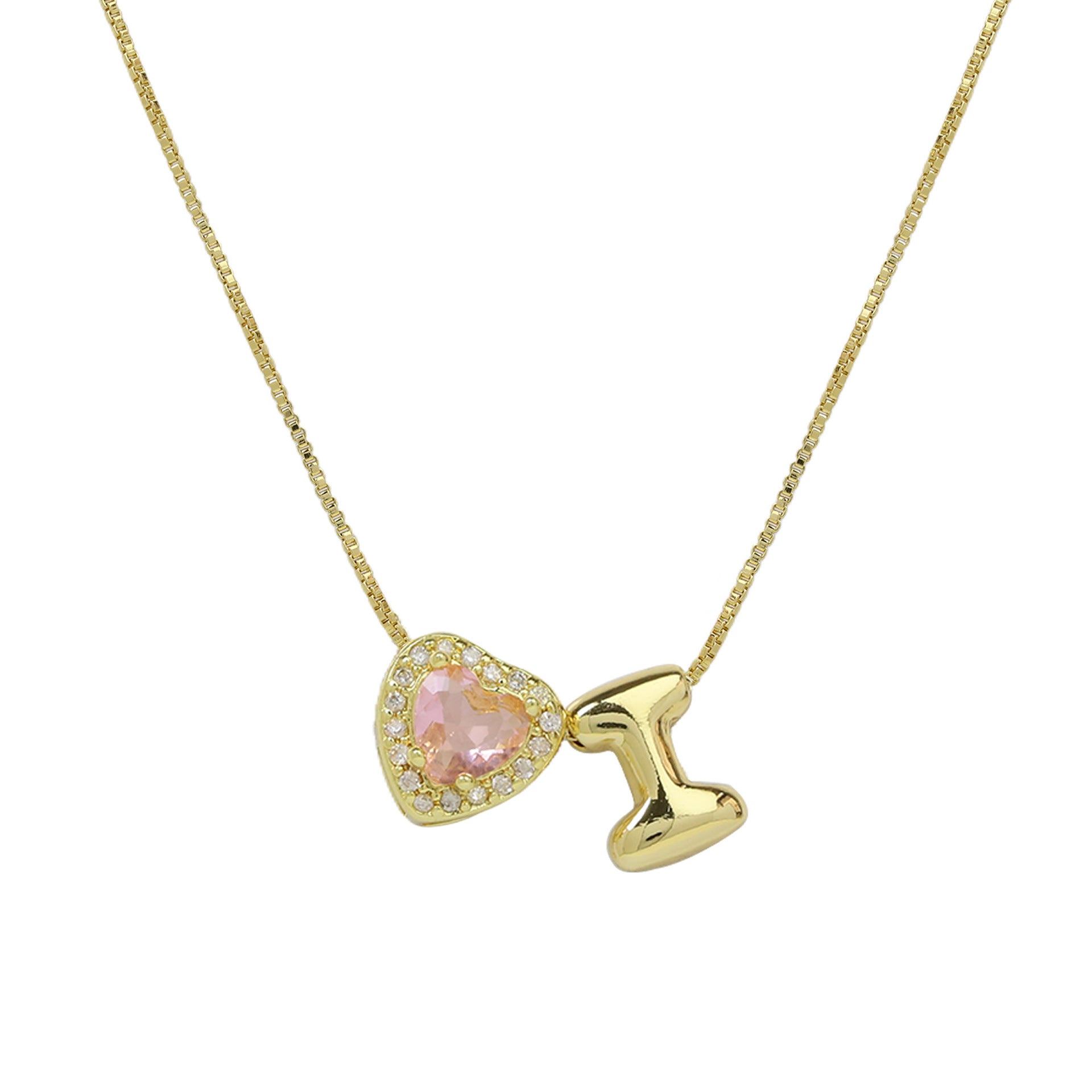 Wholesale Cute bubble 26 English letters love heart clavicle necklace