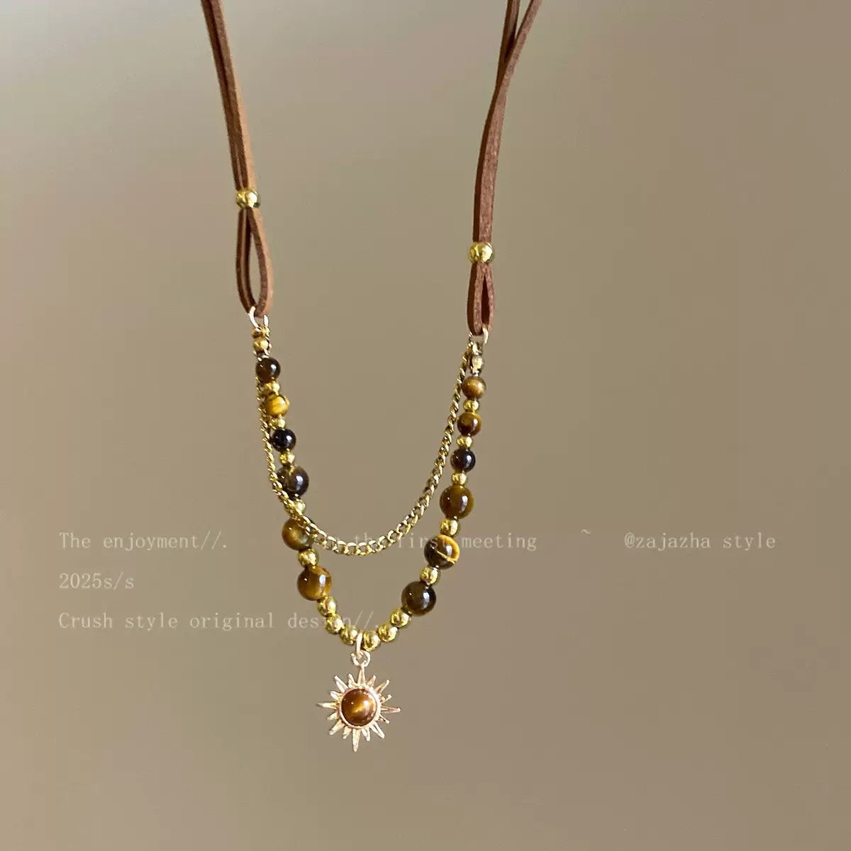 Wholesale Fashion Star Tiger Eye Stone Pendant Necklace Sweater Chain Jewelry Gift