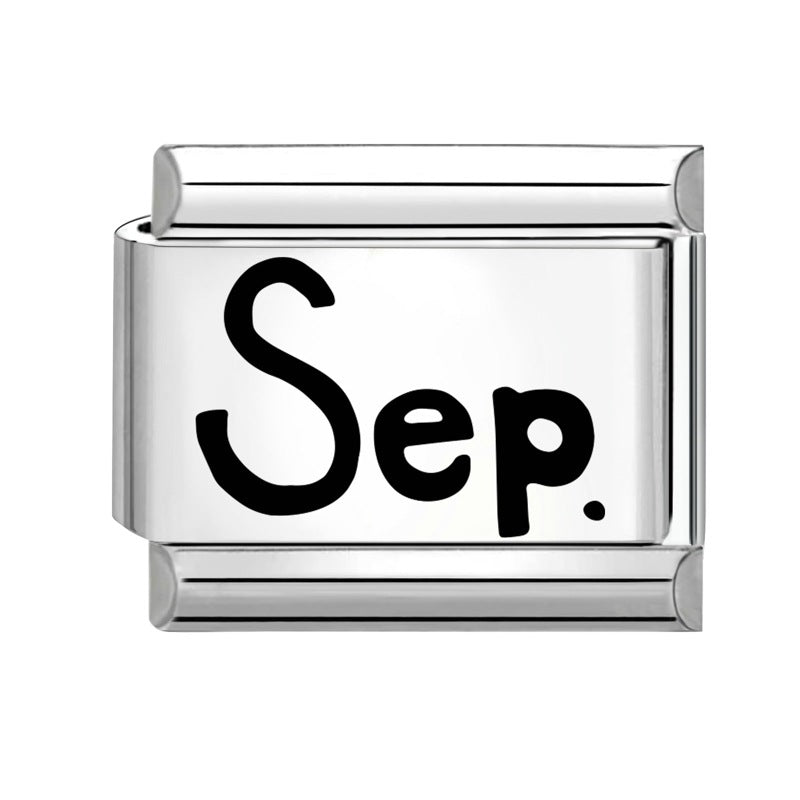 Wholesale Italian Calendar-Themed DIY Modular Bracelet Black White Stainless Steel for Jewelry Accessory Everyday Wear