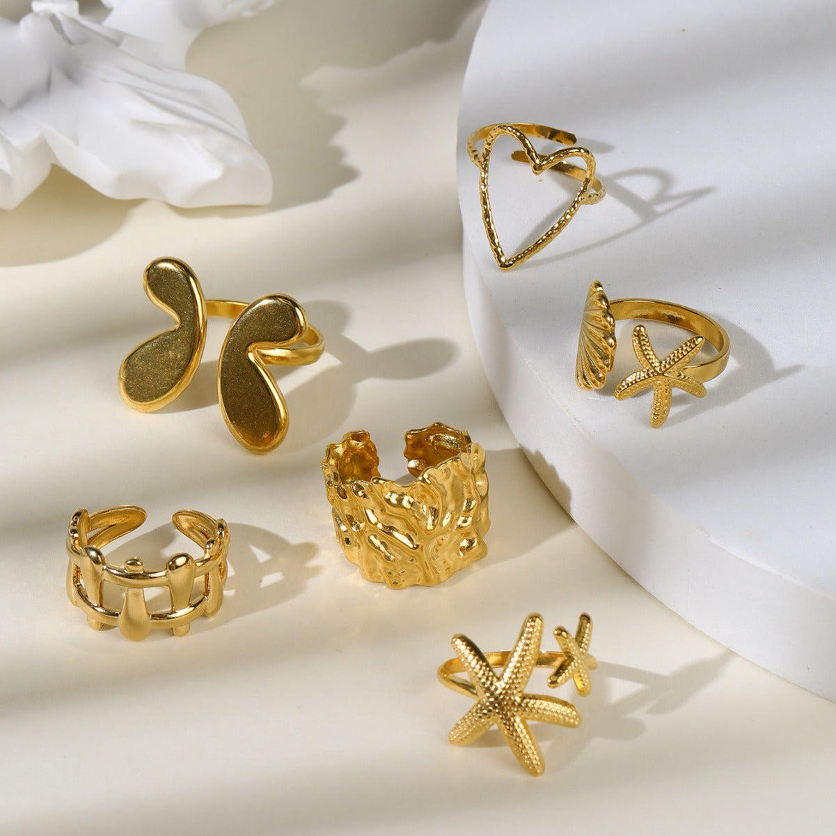 Wholesale Vintage Stainless Steel Ring 18k Gold Plated Butterfly Rings ACC-RS-MuC009