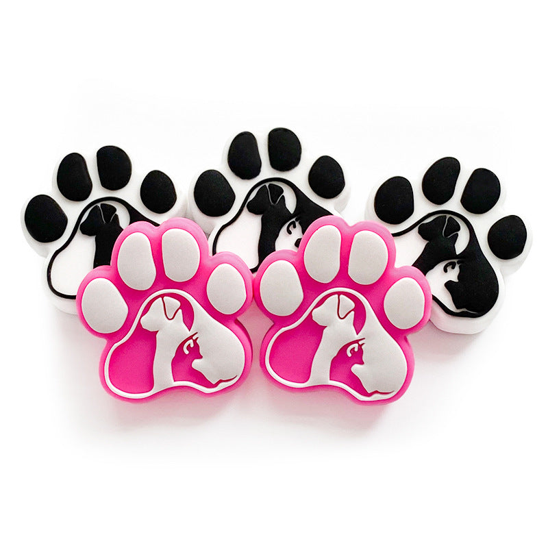 Wholesale of 10PCS Creative Dog Paw Print Food Grade Silicone Beads ACC-BDS-WDX029