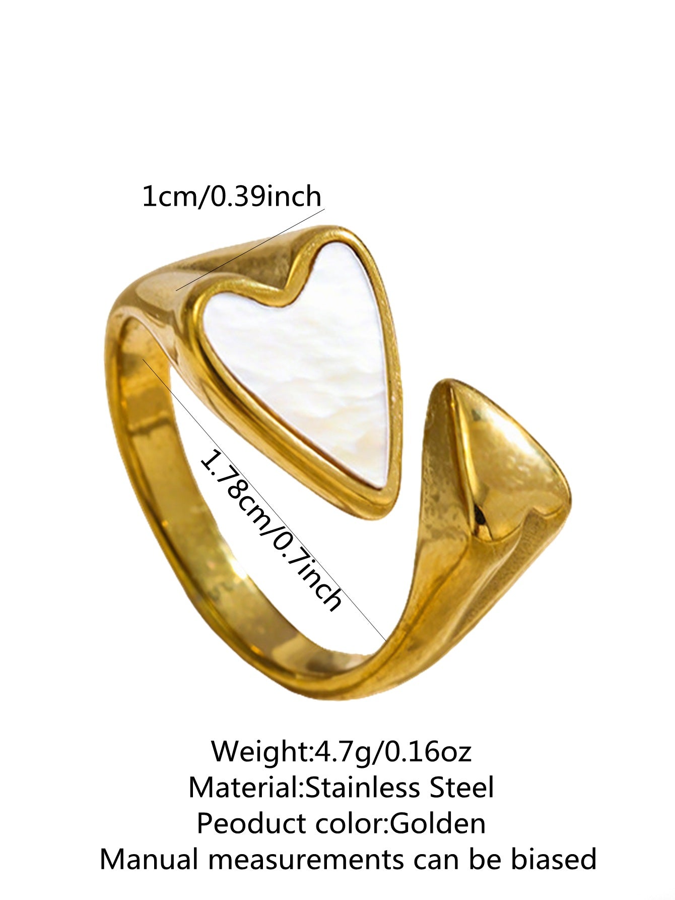 Wholesale Minimalist Black and White Stainless Steel Heart Ring
