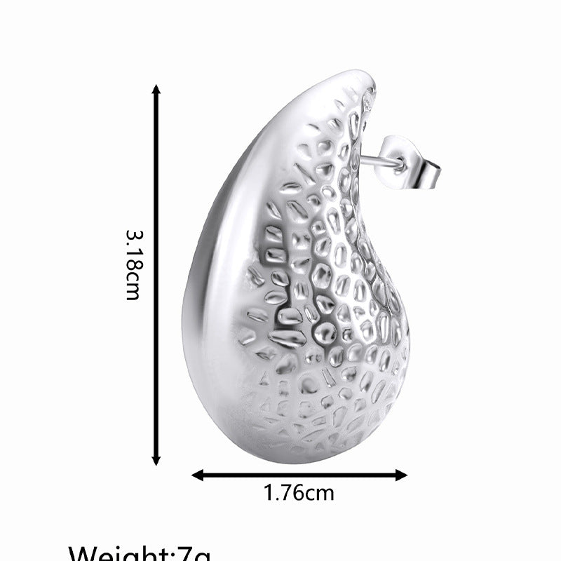 Wholesale Stainless Steel Earrings Electroplating 18k Water Drop Hollow Earrings ACC-ES-MuShan005