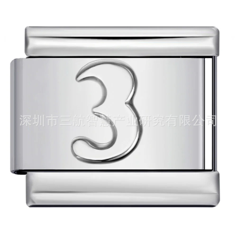Wholesale Stainless Steel Italian Modular Bracelet Arabic Number Design Trendy DIY Jewelry Accessory Gift Everyday Wear Boutique Resale