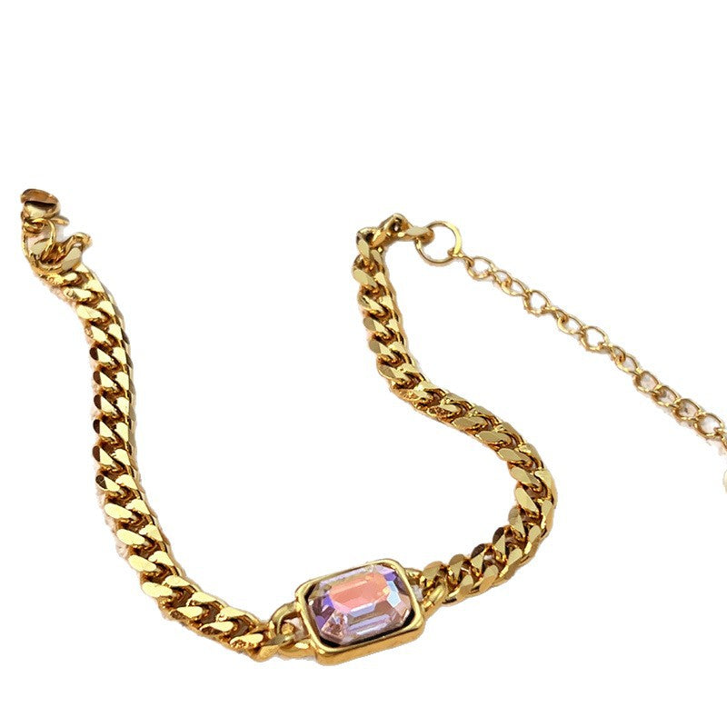 Wholesale Multicolor Square CZ Couple Bracelet Stainless Steel Trendy Everyday Wear