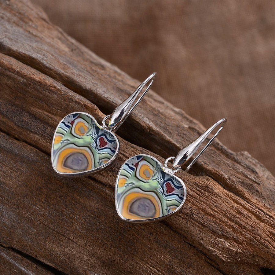Wholesale Retro Bohemian Heart Turquoise Earrings Stylish Jewelry Accessory Gift For Women