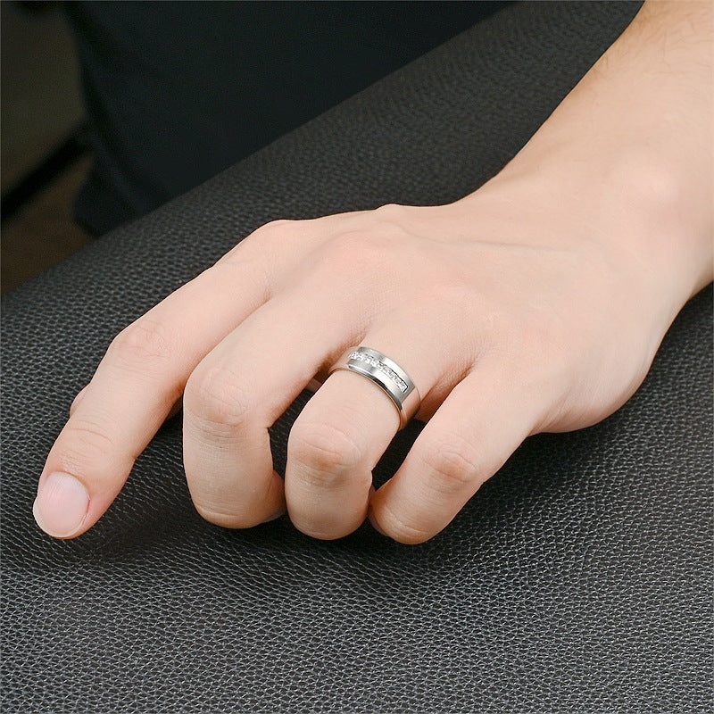 Wholesale Titanium Steel Men's Rings, Zircon Square Diamond Rings
