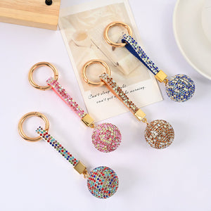 Wholesale PU Rhinestone Claw Chain Ball Keychain