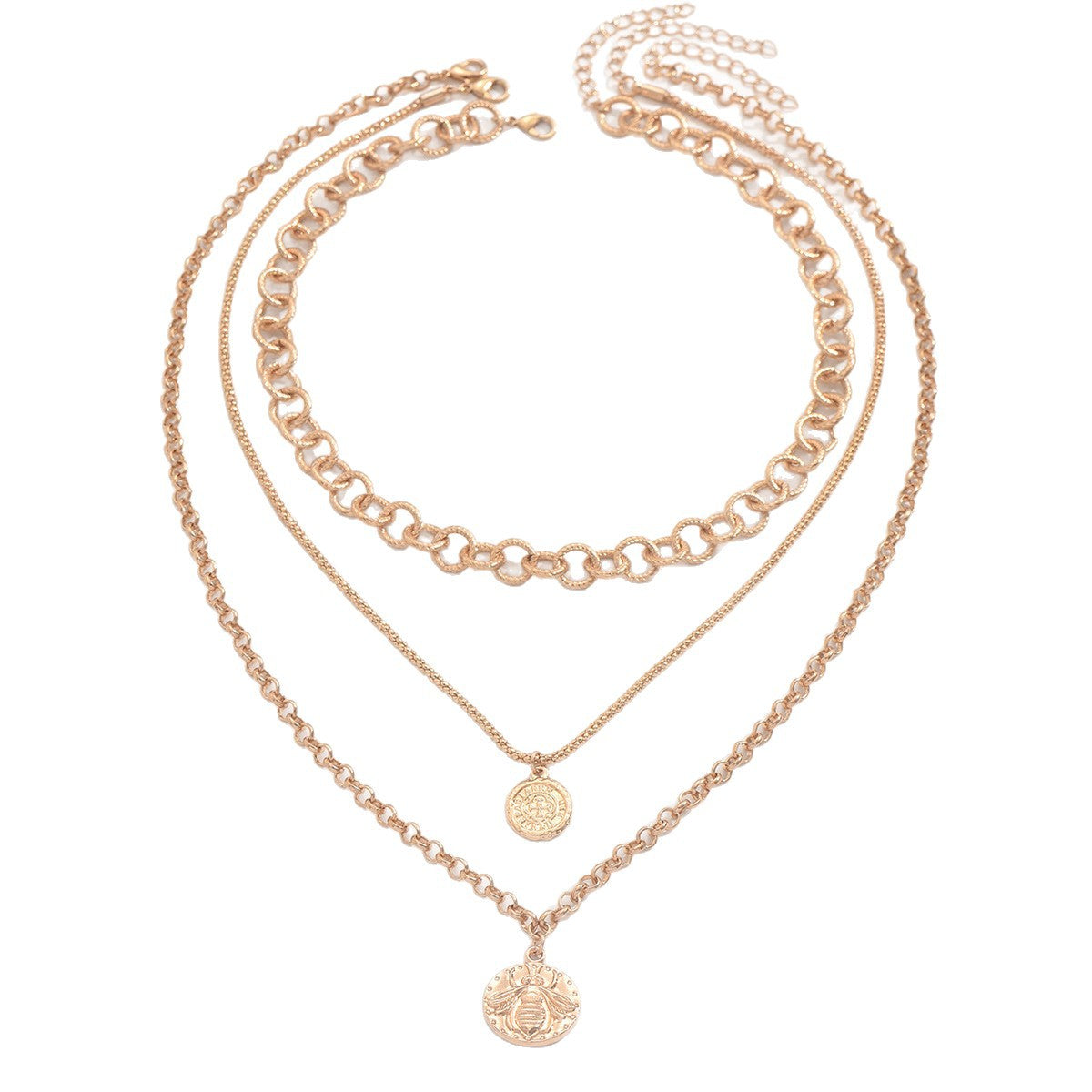 Wholesale round brand bee pendant zinc alloy necklace