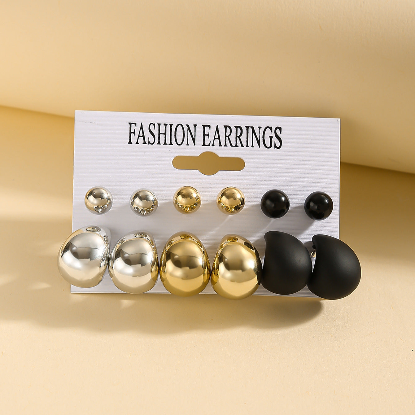 Wholesale Resin Drop Earrings Set For Women 6 Pairs In Gold Black Silver Party Gift Jewelry Accessory