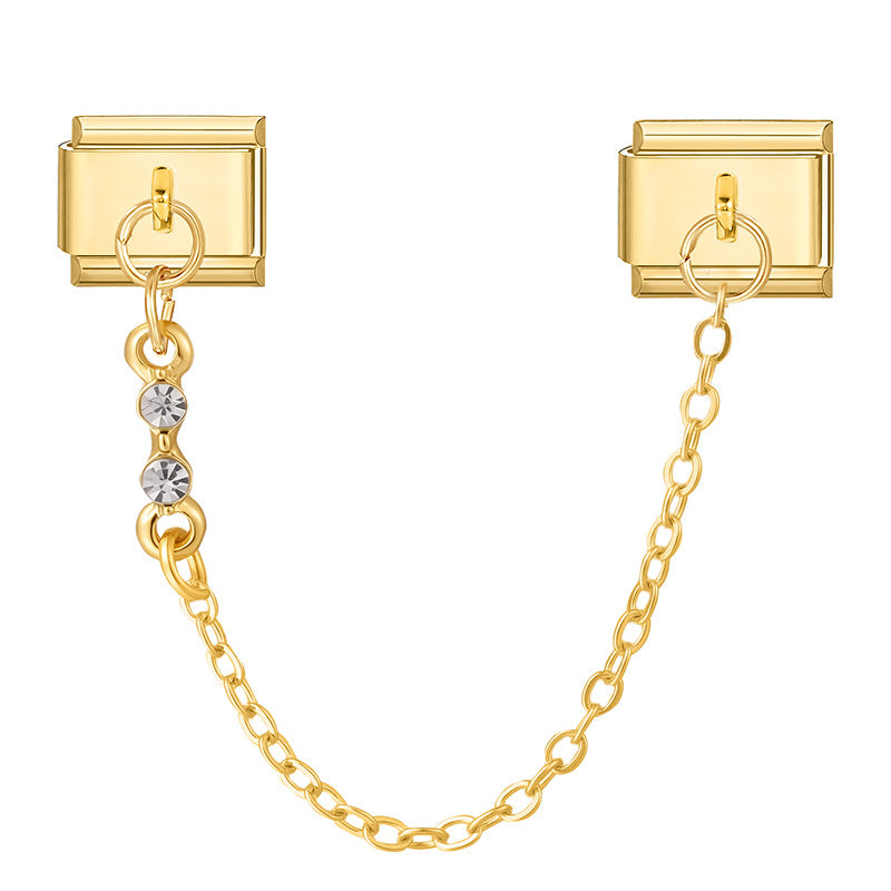 Wholesale 9mm Italian Charm Starter Bracelets DIY Double Hanger Stainless Steel Composable Bracelet