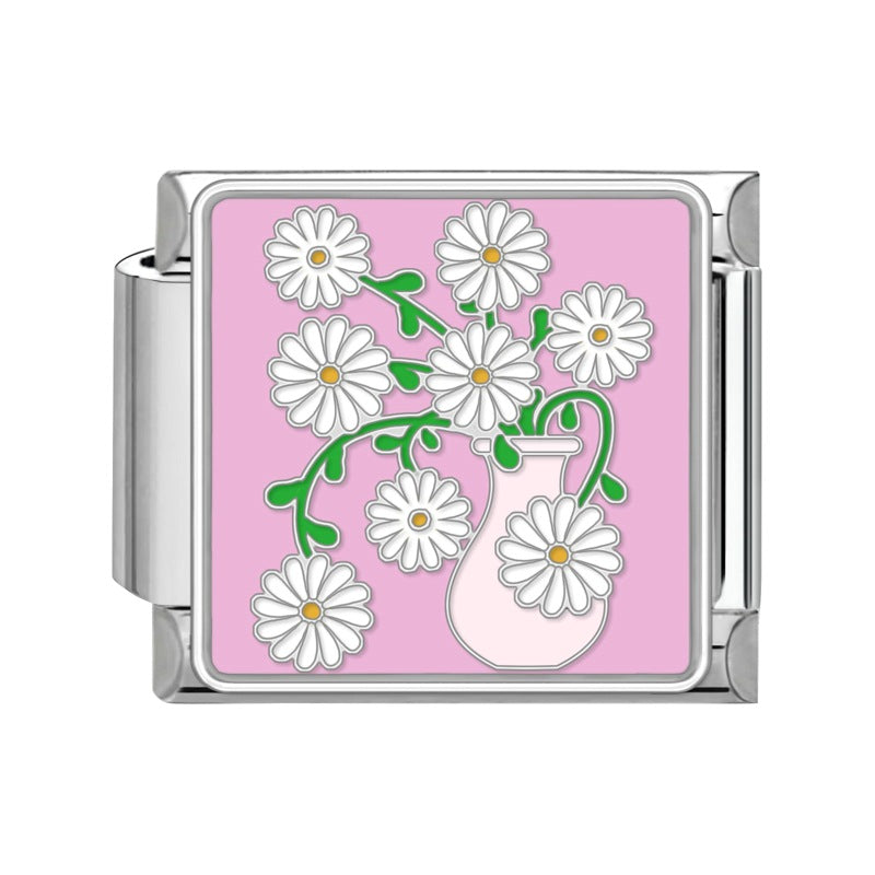 Wholesale Italian Charm Bracelet 9mm DIY Splicing Removable Flowers Stainless Steel Composable Bracelet