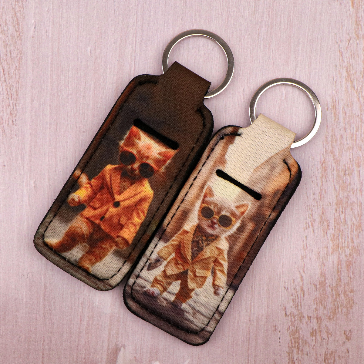 Wholesale 6pcs Cartoon Animal Cat Lipstick Cover Keychain