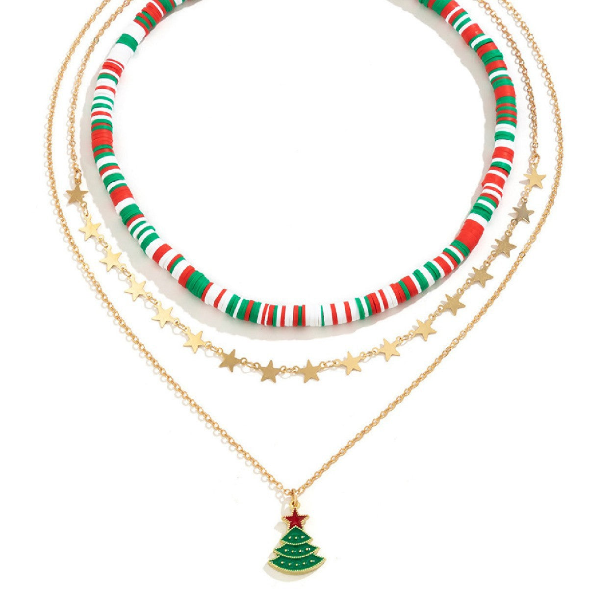 Wholesale Christmas dripping five-pointed star  Clay Bead Necklaces