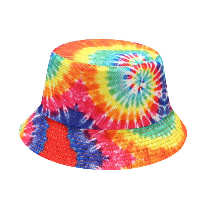 Wholesale  Tie-dye Fisherman Hat Children's Outdoor Sunscreen Double-sided Basin Hat Bucket Hat
