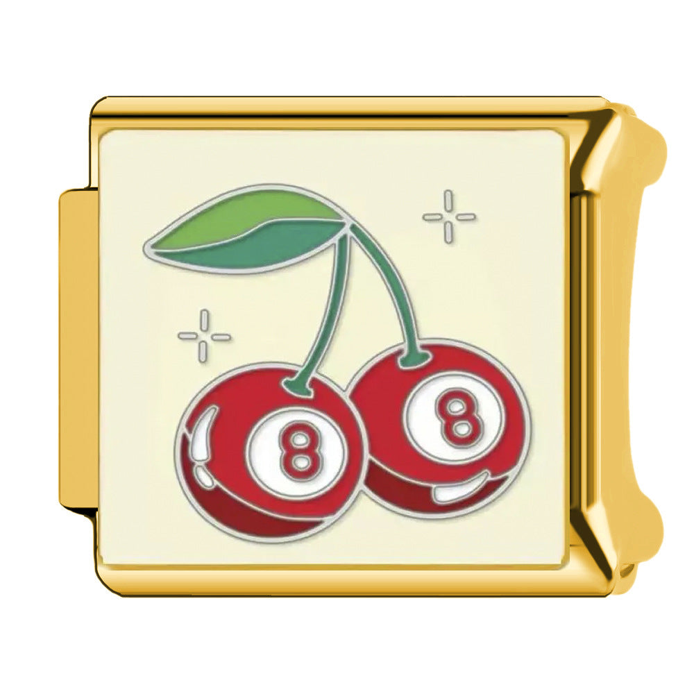 Wholesale Italian Charm Bracelet 9mm DIY  Fruit Cherry Creative Stainless Steel Composable Bracelet