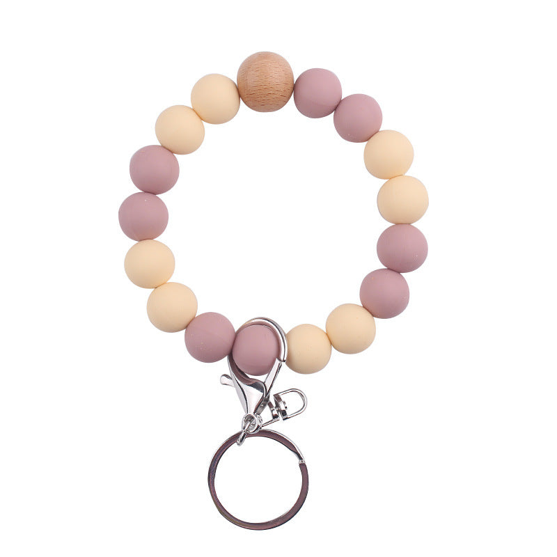 Wholesale Solid Color Silicone Beaded Wrist Keychain ACC-KC-GuangTian062