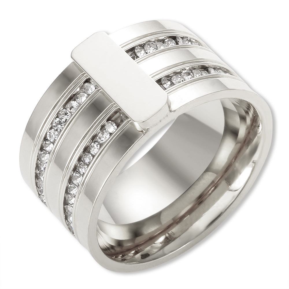 Wholesale Stainless steel gold-plated multi-layered irregular-shaped ring