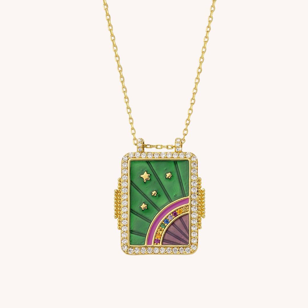 Wholesale  Square Brand Bohemian Art Retro Style Tarot Necklace