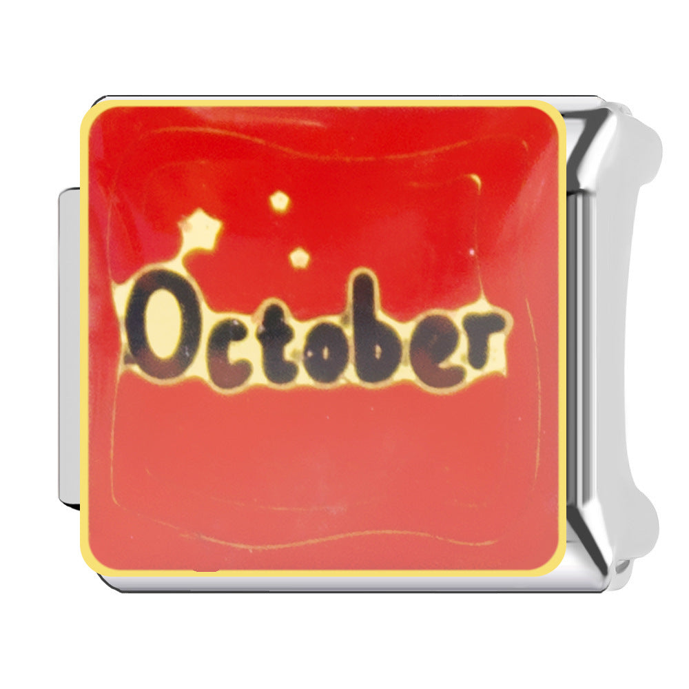 Wholesale Italian Charm Bracelet 9mm DIY  Twelve Zodiac Signs Color-Preserving Blue English   Creative Stainless Steel Composable Bracelet