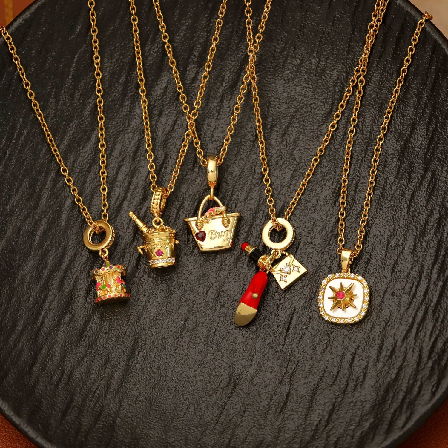 Wholesale Color Ocean Series Gold Plated Red Resin Sweater Chain