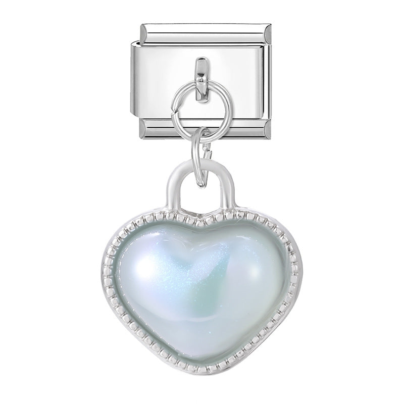 Wholesale Italian Charm Bracelet 9mm DIY Splicing Heart Pendant Stainless Steel Composable Bracelet