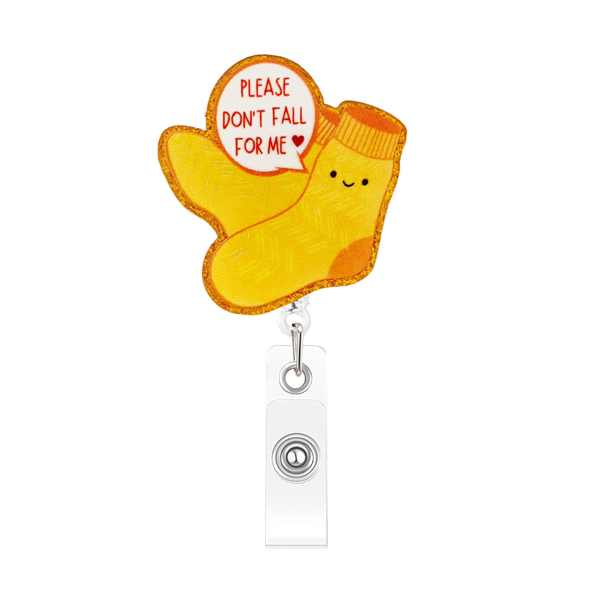 Wholesale Glitter Acrylic Retractable ID Card Holder Heart Design for Girls Fashion Accessory