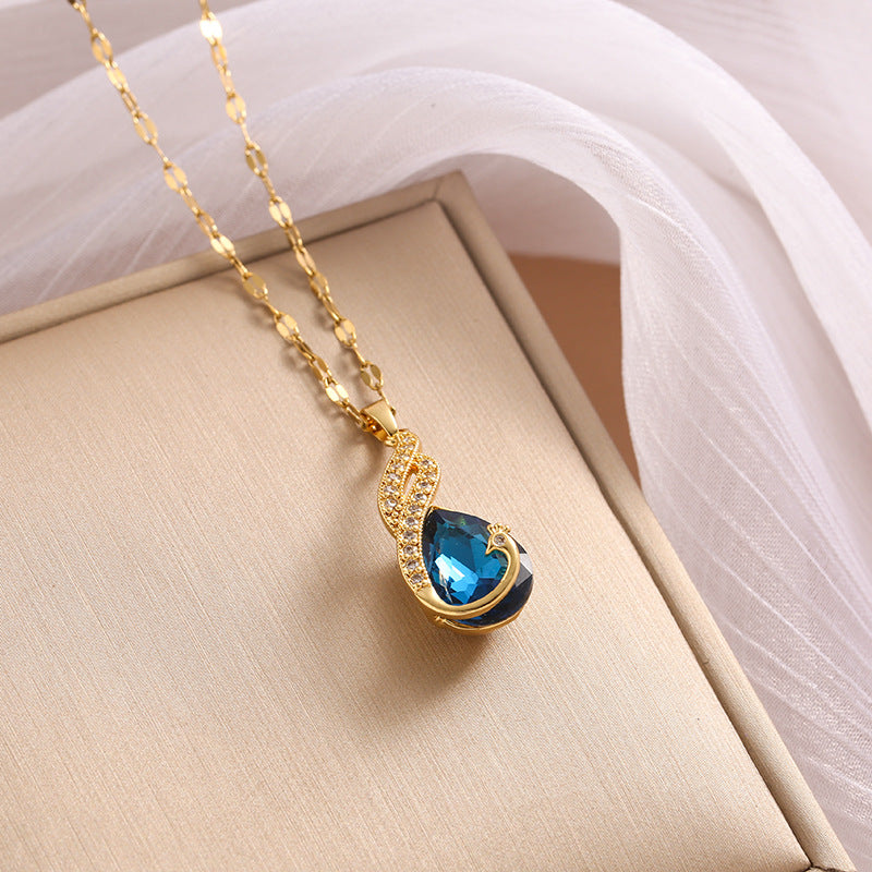 Wholesale Black and White Double-sided Four-leaf Clover Stainless Steel Necklace Light Luxury Necklaces ACC-NE-Nayin003