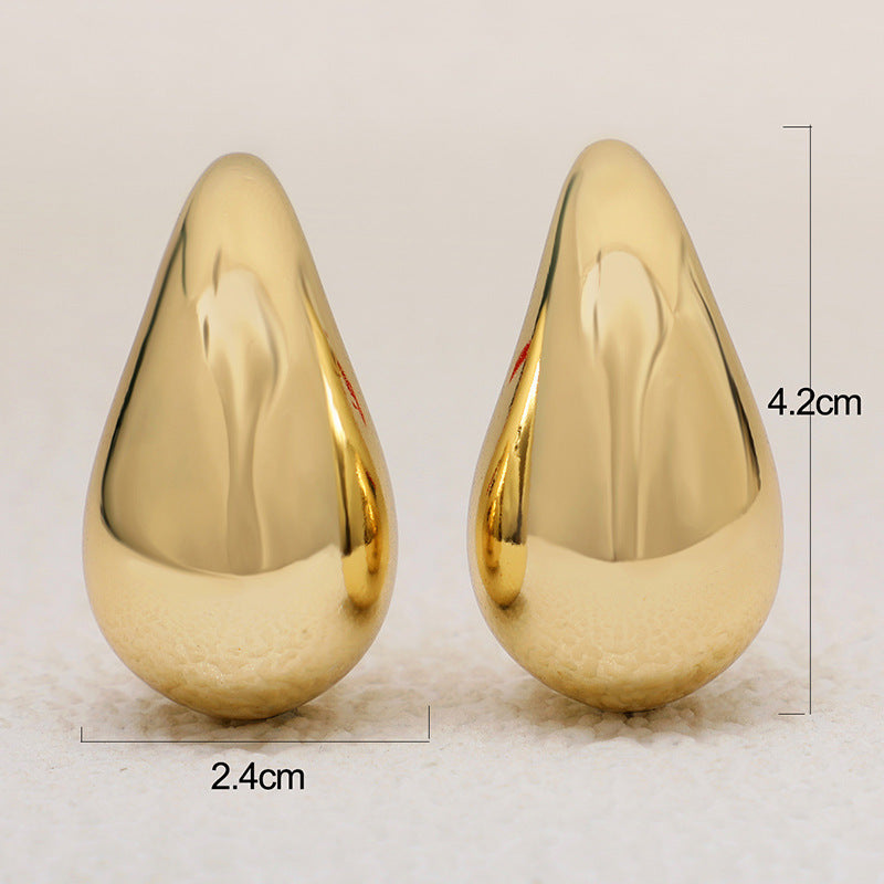 Wholesale Metal Teardrop Shape Geometric Chubby Earrings ACC-ES-LingGe003