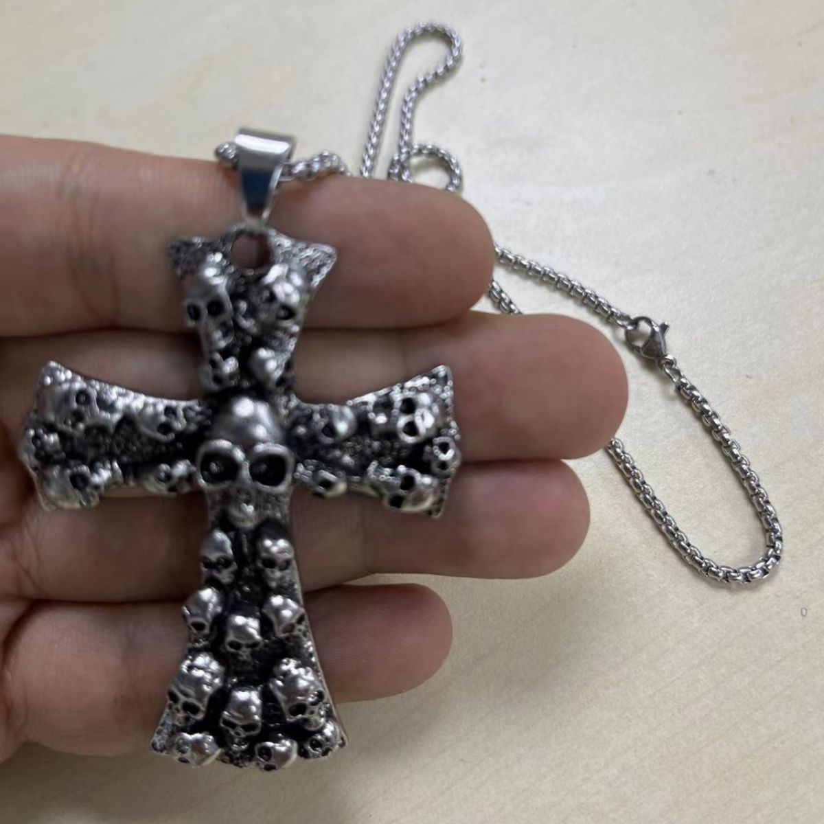 Wholesale Punk Skull Cross Retro Pendant  Necklace