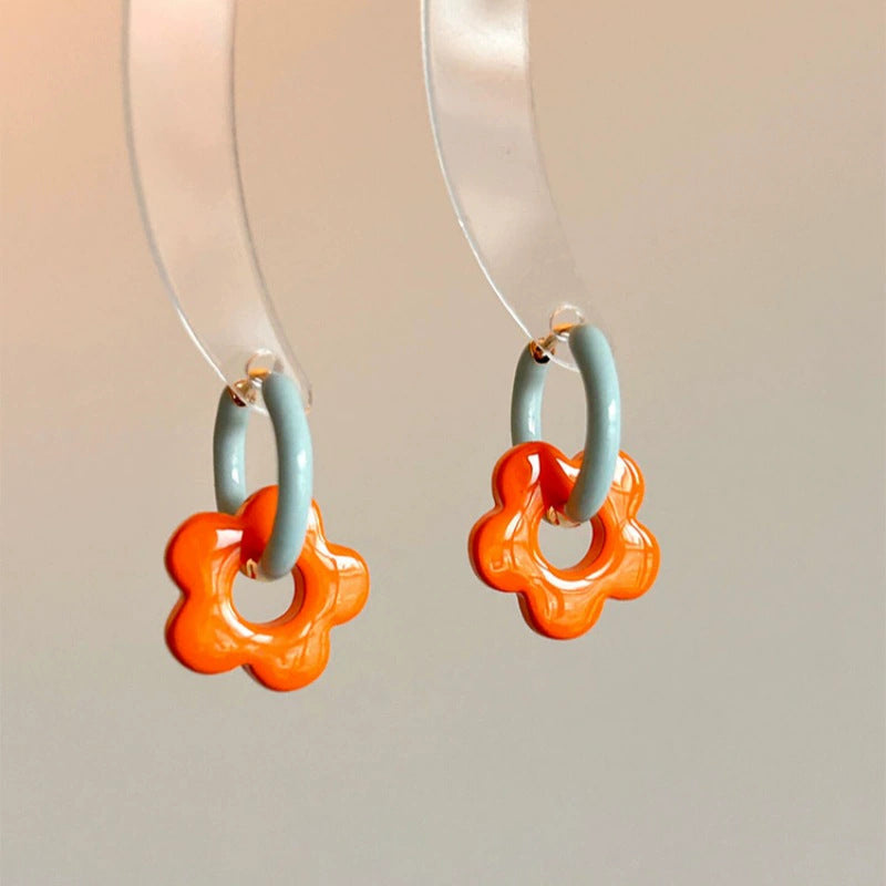 Wholesale  Contrast Color Flower Earrings