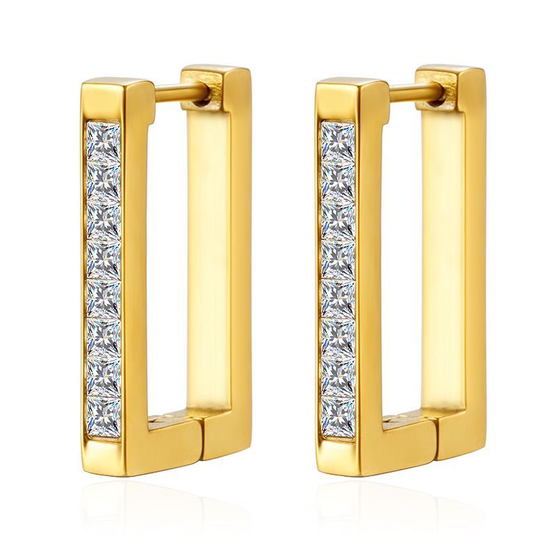 Wholesale Titanium Steel Square diamond earrings