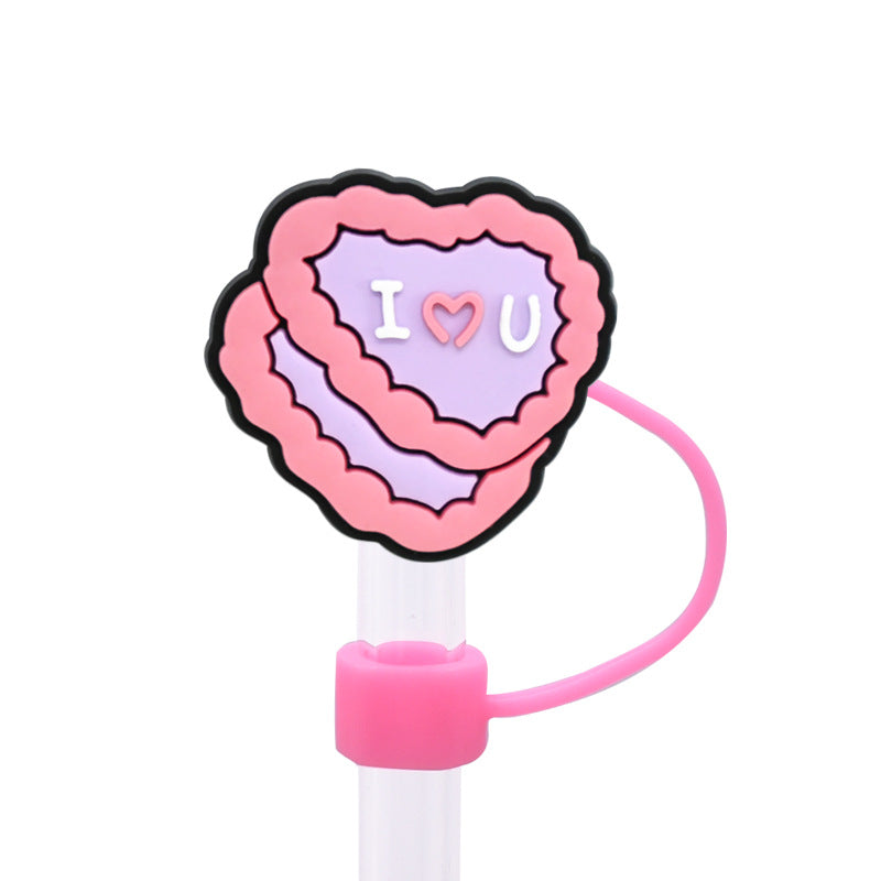 Wholesale Random 100pcs Valentine's Day Series Straw Cover 10MM Straw Tube Cap