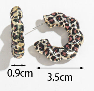 Wholesale Leopard-print C- ring Earrings