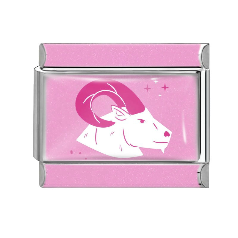 Wholesale 9mm Italian Charm Starter Bracelets DIY Pink 12 Contion Series Stainless Steel Composable Bracelet