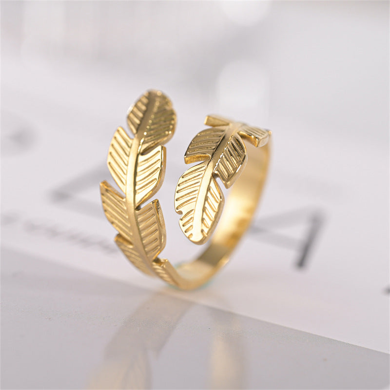 Wholesale Feather Open Titanium Steel Rings ACC-RS-DingChao009