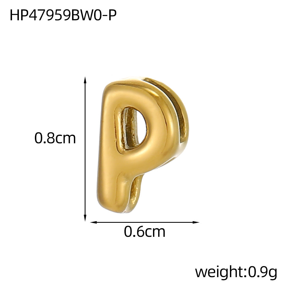 Wholesale Hollow small letters stainless steel plated 18K gold mini pendant