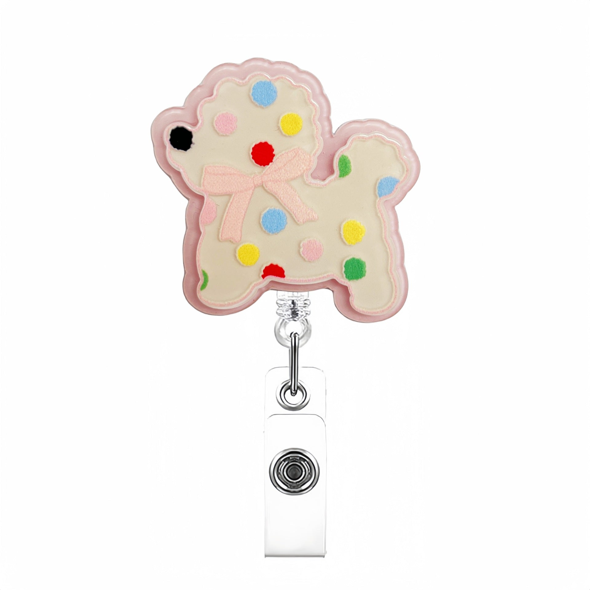 Wholesale Cute Cartoon Acrylic Retractable Clip Badge Keychain