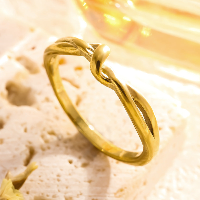 Wholesale Steel and titanium knotted plain band ring