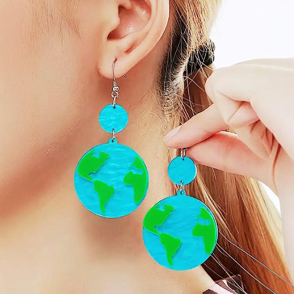 Wholesale  earth environmental protection glitter acrylic round ladies earrings