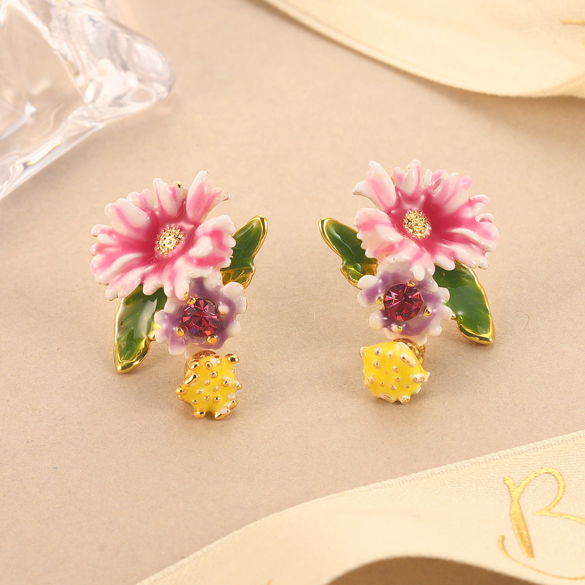 Wholesale Floral Drop Earrings High-End Sensation Summer Atmosphere Ear Jewelry