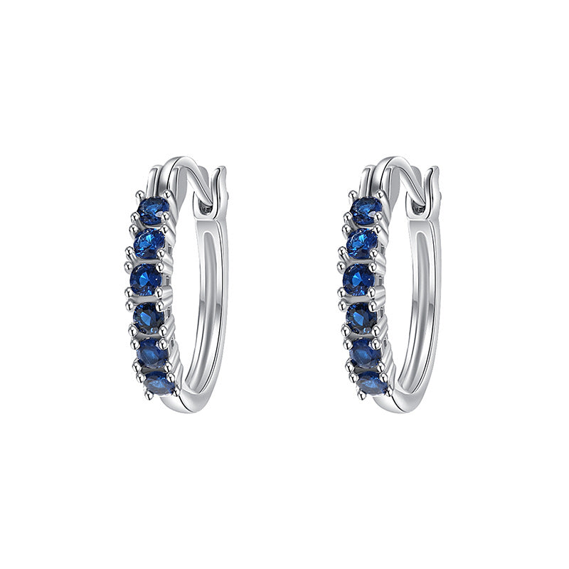 Wholesale  Diamond Ear Buckle  Colorful Sapphire Earrings