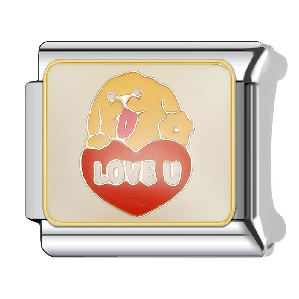 Wholesale Italian Charm Bracelet 9mm DIY Splicing Cute Animal Series Stainless Steel Composable Bracelet