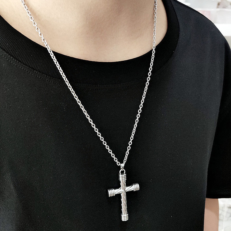 Wholesale hip hop punk twist cross necklace
