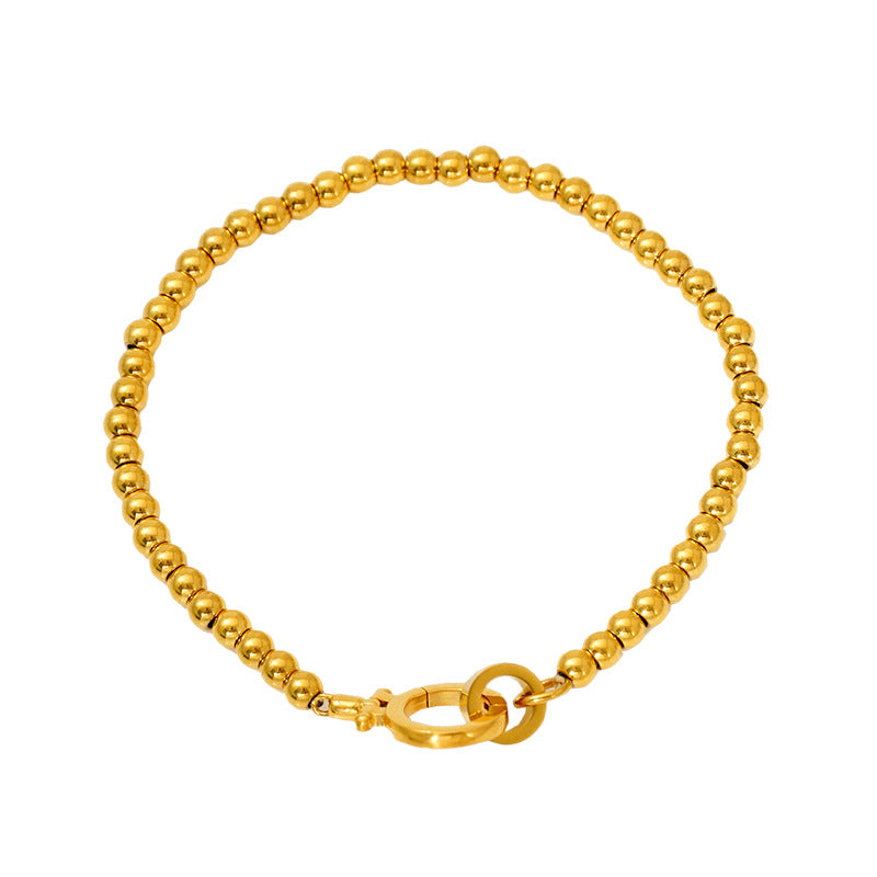 Wholesale Beaded bracelet jewelry stainless steel plated 18K real gold bracelet